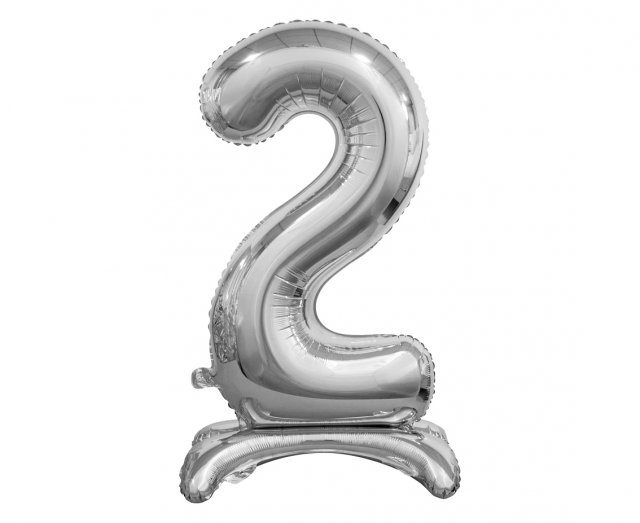 Foliový balón "stojící" číslo 2 - stříbrný, 38 cm