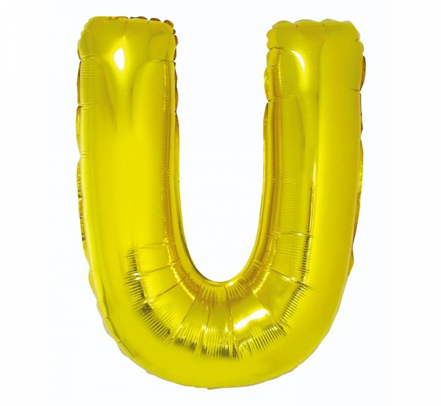 Foliový balón písmeno U - zlatý, 89cm