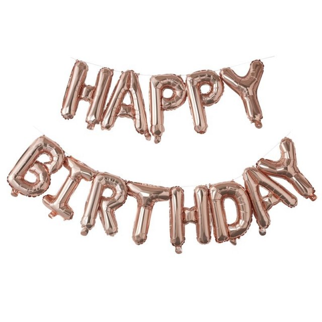 Foliové balonky, nápis "Happy birthday", růžový