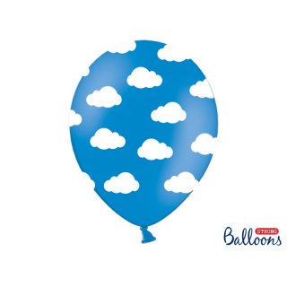 Balónek, modrý s mraky, 30 cm