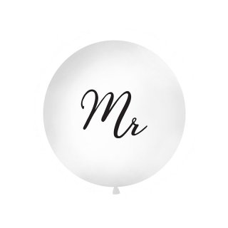 Velký 1m balónek bílý, s černým nápisem "Mr"