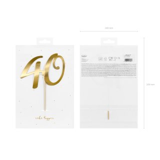 Zápich na dortu, ČÍSLICE 40, zlatá barva, velikost 21cm (zn. PartyDeco)