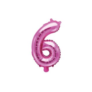 Fóliový balón 35 cm, růžový, číslo 6