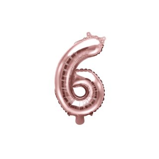 Fóliový balón 35 cm, zlato růžový, číslo 6