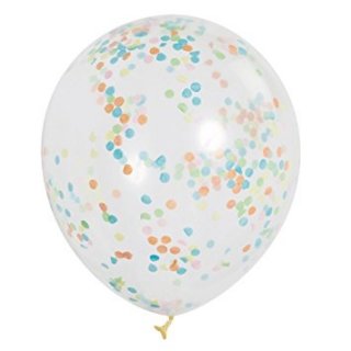 Průhledný balonek s barevnými konfetami, 30 cm