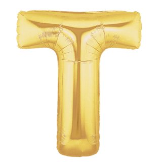Fóliový balonek 101 cm, písmeno "T", zlatý