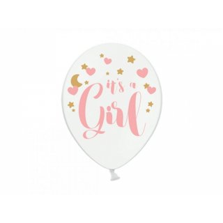 Pastelový balonek It's a Girl, bílo/růžový, 30cm