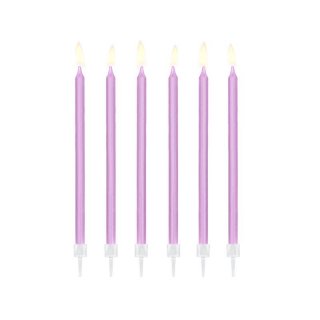 Narozeninové svíčky fialové, 12 ks, 14cm
