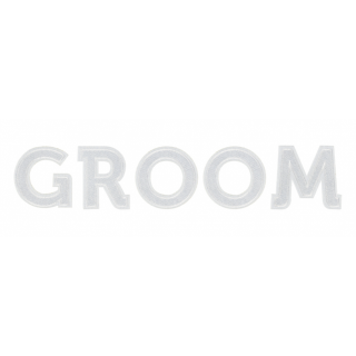 Nažehlovačka na nášivku GROOM, bílá, 30x6cm