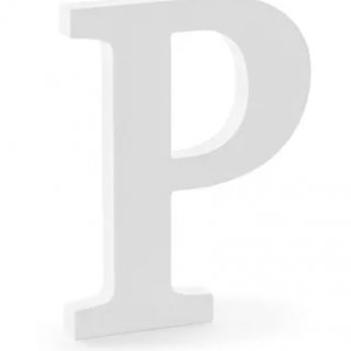 Dřevěné písmeno P, bílé, 15,5x20cm