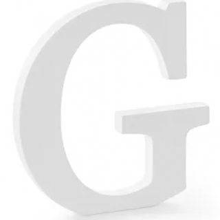 Dřevěné písmeno G, bílé, 19,5x20cm
