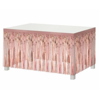 Dekorace okraje stolu, střapce, růžové zlato, 80x300 cm