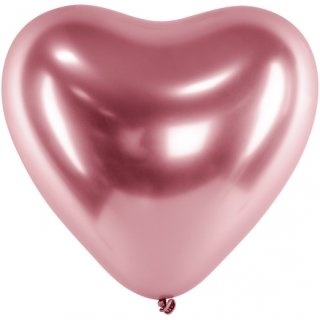 Balónek metalický, zlato růžové srdce 30cm
