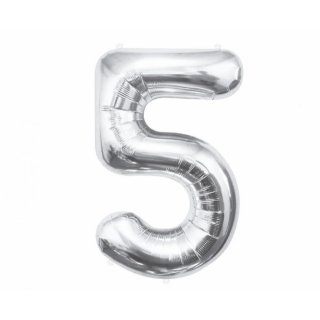 Fóliový balónek číslo 5, stříbrný, 85 cm