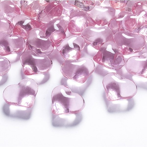 Krystalky, růžové ve tvaru srdce
