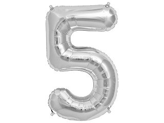 Foliový balonek číslo 5, stříbrný, 86 cm