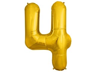 Foliový balónek číslo 4, zlatý, 86 cm
