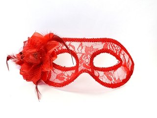 Party maska, krajka červená