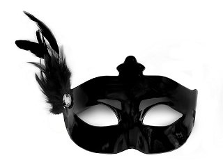 Party maska, s pírkem černá