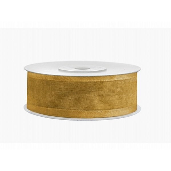 Stuha šifónová, zlatá lemovaná, 25mm/25m (zn. PartyDeco)