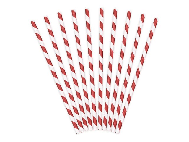Papírové slámky, červená / set 10 ks