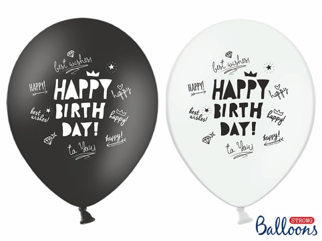 Balónek, Happy Birthday 1 - černý 30cm - Balónek, Happy Birthday 1 - černý 30cm