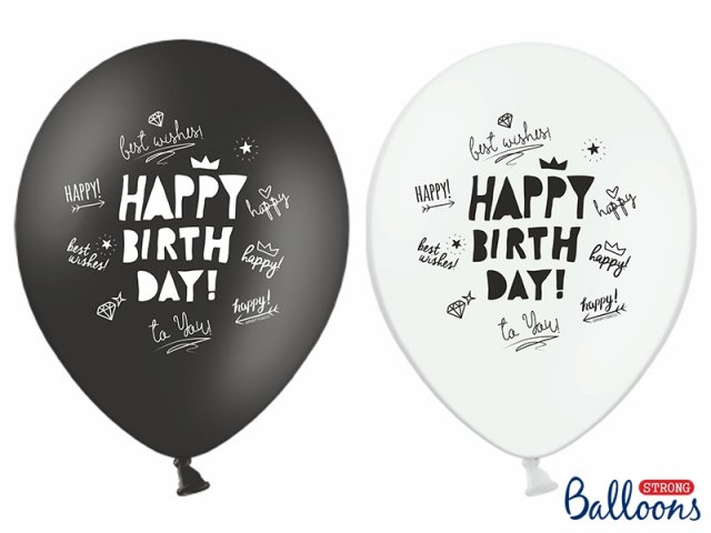 Balónek, Happy Birthday - černý 30cm - Balónek, Happy Birthday 1 - černý 30cm