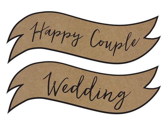 Happy Couple & Wedding - svatební cedulky s nápisem, rustikální