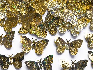Holografické konfety, motýl zlatý