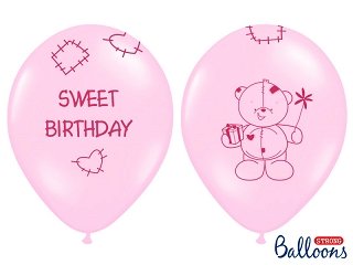 Balónek růžový, medvídek 30 cm - 1 ks