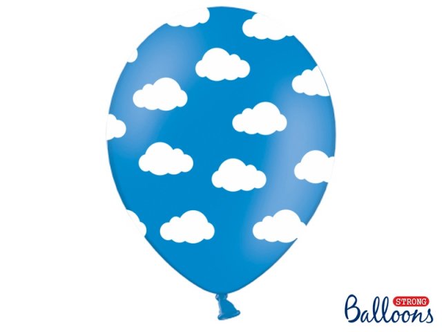 Balónek, modrý s mraky, 30 cm - 1 ks