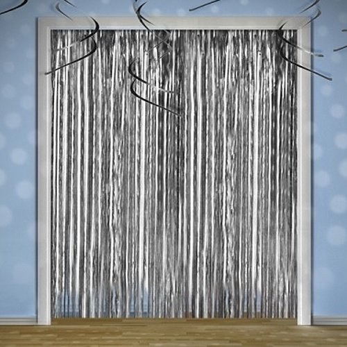 Dekorační závěs fóliový, stříbrný, 90x250cm