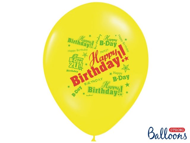 Balonek, Happy Birthday, žlutý 30 cm - 1 ks