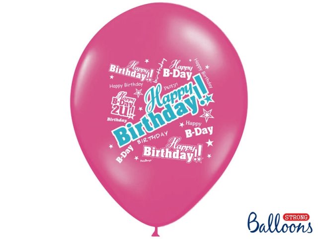 Balonek, Happy Birthday, růžový 30 cm - 1 ks