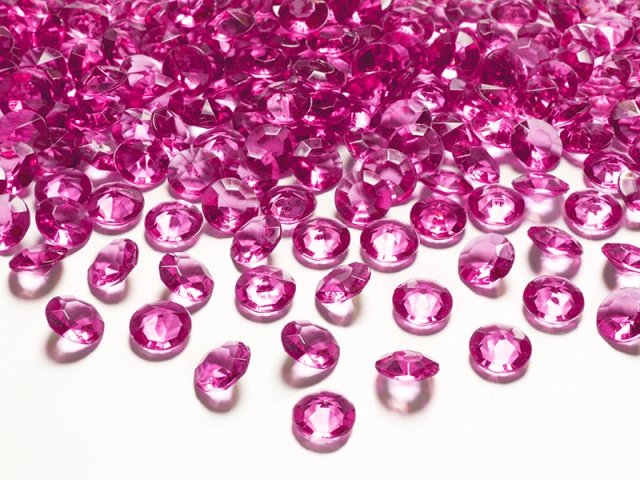 Diamantové konfety, 12mm, tmavě růžové