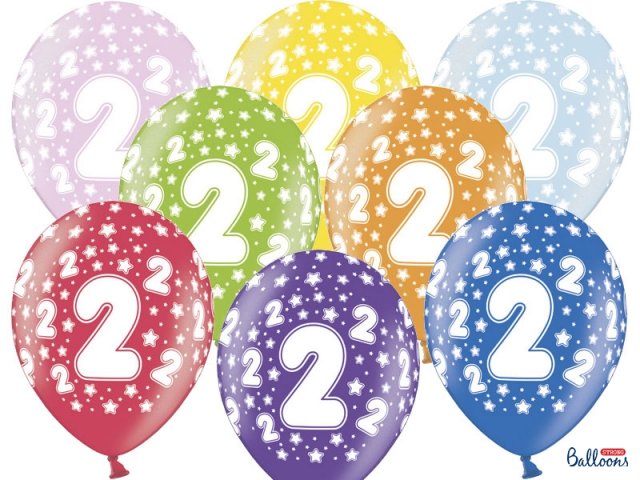 Latexový balónek pro 2. narozeniny, pastelový, mix barev, velikost 30cm (zn. StrongBalloons) - 1 ks
