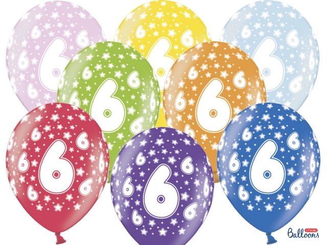 Latexový balónek pro 6. narozeniny, pastelový, mix barev, velikost 30cm (zn. StrongBalloons) - 1 ks