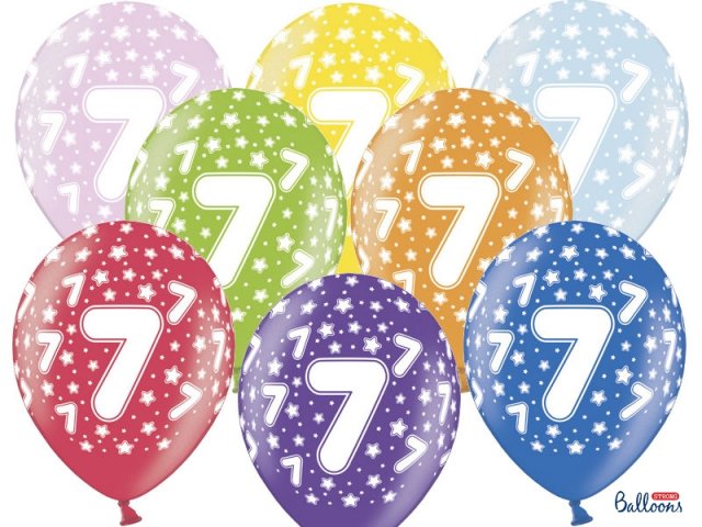 Latexový balónek pro 7. narozeniny, pastelový, mix barev, velikost 30cm (zn. StrongBalloons) - 1 ks