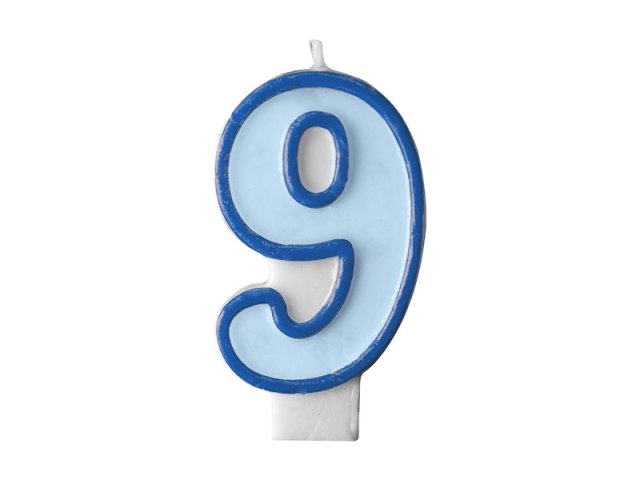 Svíčka narozeniny, číslo 9, modrá