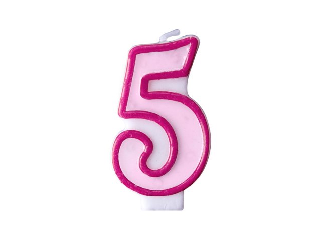Svíčka narozeniny, číslo 5, růžová
