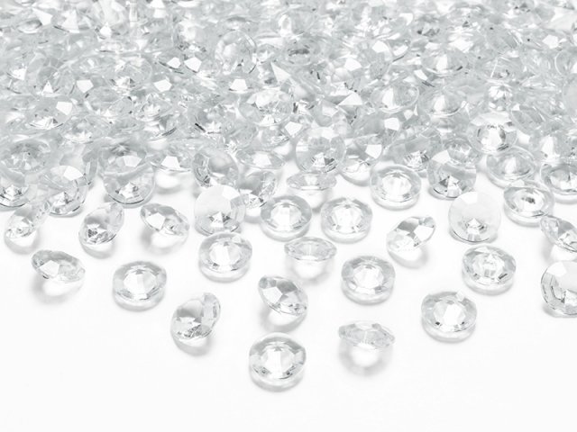 Konfety diamantové, 12mm, průhledné
