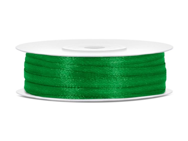 Stuha saténová, smaragdová zelená, 0,3cm/50m