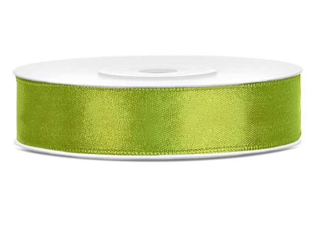 Stuha saténová, zelené jablko, 1.2cm/25m