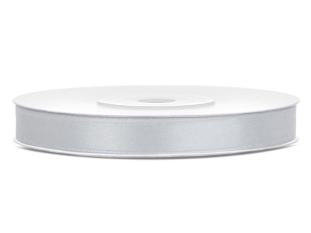Stuha saténová, stříbrná, 0.6cm/25m