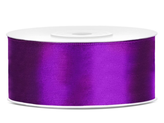 Stuha saténová, fialová, 2.5cm / 25m