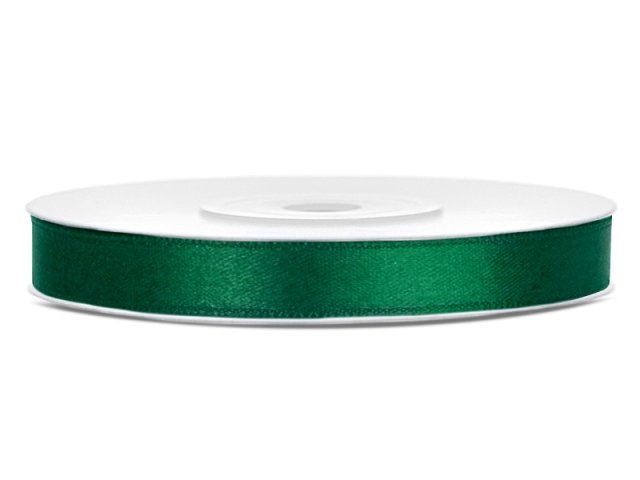 Stuha saténová, tmavě zelená, 0.6cm/25m