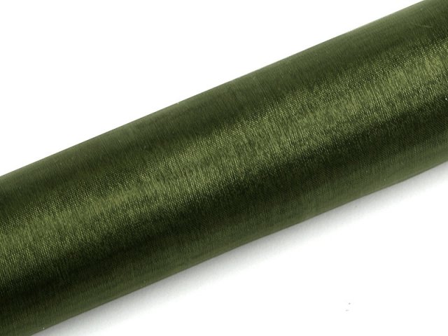 Organza, tmavě zelená, zn. PartyDeco, šířka 36 cm / návin 9m