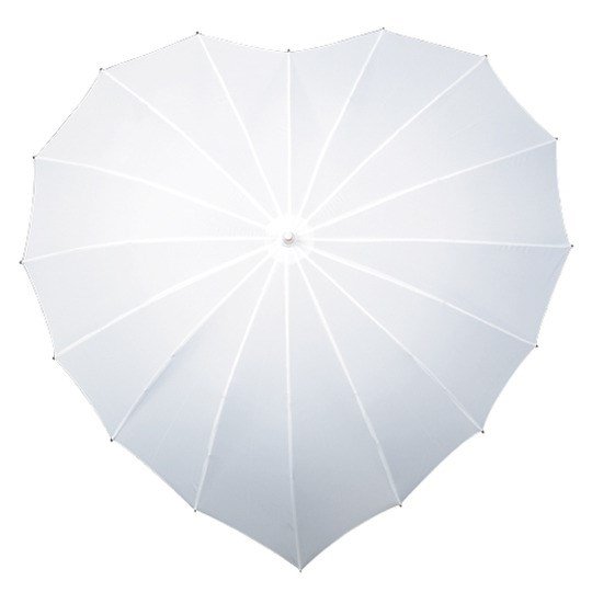 Dámský svatební deštník ve tvaru srdce - bílý