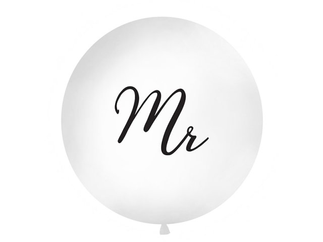 Velký 1m balónek bílý, s černým nápisem "Mr"