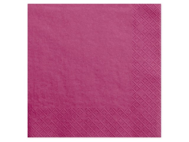 Ubrousky třívrstvé, tmavě růžové, 40*40 cm (zn. PartyDeco)